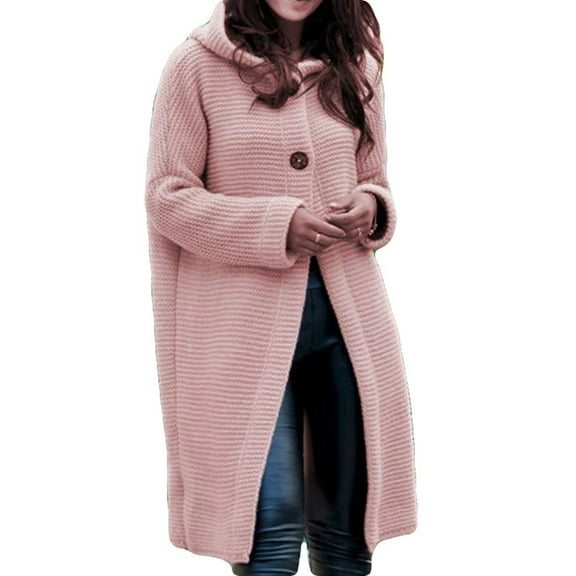 Babysbule New Winter Coats for Women Women's Medium Length Cardigan Knitted Sweater Jacket