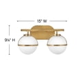 thumbnail image 3 of 5662HB-LL Hinkley Lighting Hollis - 10W 2 LED Bath Vanity in Transitional and Mid-Century Modern and Scandinavian Style - 15 Inches Wide by 9.25, 3 of 6