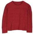 thumbnail image 4 of Efsteb Girls Long Sleeve Shirts Casual Round Neck Knit Top Fashion Comfy Cute Tops Solid Color Loose Blouses (Red,9-10 Years), 4 of 7
