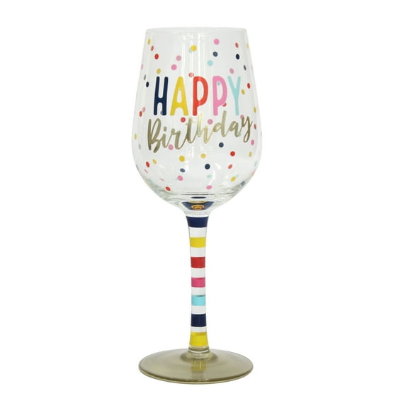 Raise a Glass Happy Birthday Wine Glass