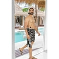 thumbnail image 4 of HAPPY BAY Men's Swimwear Beach Summer Pareo Short Sarong One Size Coal, Leaves Vacation Holiday Aloha, 4 of 4