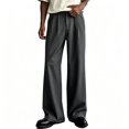 thumbnail image 2 of Men Solid Black Flat Front Wrinkle Resistant Big Tall Business Suit Pants S-XL, 2 of 7