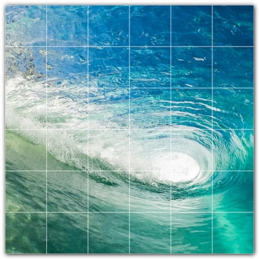 Picture-Tiles.com: Waves Ceramic Tile Wall Mural WAL501161-66M. 36"W x 36"H using (36) 6" x 6" Ceramic Tiles-Satin Finish