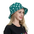 thumbnail image 5 of Kdxio Reflective Bucket Hat - White Polka Dots With Teal Background Print Bucket Hat for Men,Women, 5 of 6
