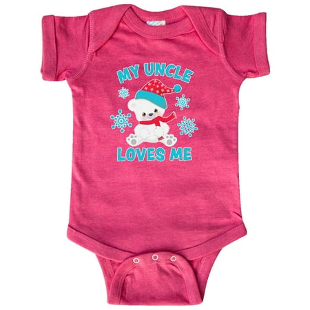 

Inktastic Polar Bear My Uncle Loves Me in Santa Hat with Snowflakes Gift Baby Boy or Baby Girl Bodysuit