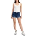 thumbnail image 1 of Celebrity Pink Womens Cuffed Mid Rise Casual Denim Shorts, Blue, Juniors, 15, 1 of 1