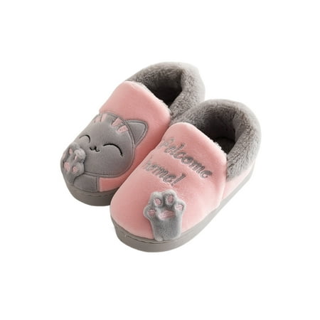 

Daeful Boys Cozy Cute Fuzzy Slippers Bedroom Casual Indoor Slipper Girls Lightweight Round Toe Plush Lining Home Shoes Winter Warm Shoe Pink 5C-6C