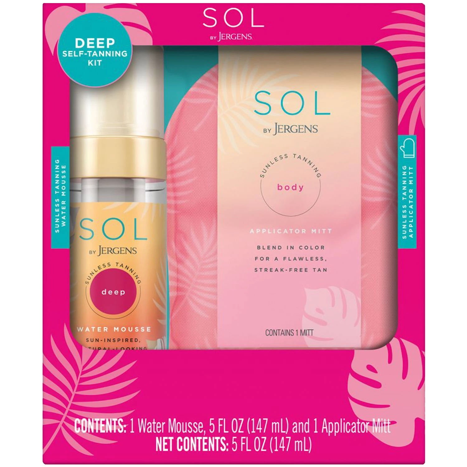 SOL by Jergens Sunless Tanning Water Mousse and Mitt, Deep (5 Fluid