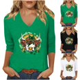 thumbnail image 4 of St Patricks Day Shirt Women Lucky Clover Shamrock Saint Tshirt Graphic Tee Crewneck 3/4 Sleeve Plus Size Tops, Green G 3XL, 4 of 4