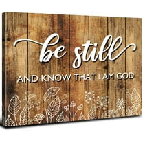 Be Still Know That I am God Brown Christian Wall Art Canvas Picture Rustic Farmhouse Bible Verses Wall Decor Living Room Religious Inspirational Quotes Artwork Bedroom Office Home Decorations 12x16"