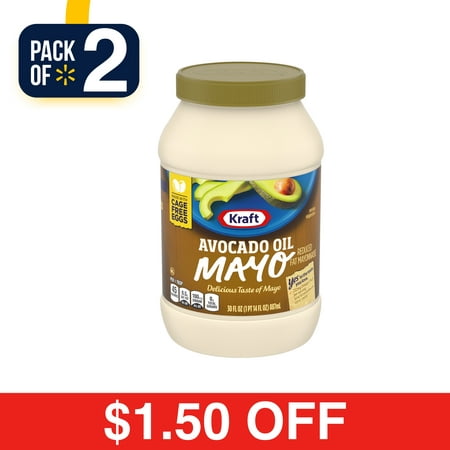 (2 Pack) Kraft Avocado Oil Reduced fat Mayonnaise, 30 fl oz