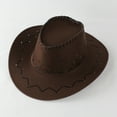 thumbnail image 2 of Hjtefg Kids Cowboy Hat - Suede Western Hat for Boys & Girls, Themed Party & Halloween Dress Up, Wide Brim Sun Hat, Comfortable Kids' Headwear,Color: Coffee4 Size: One Size, 2 of 3