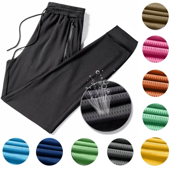 Taqqpue Men's Mesh Pants Jogger Sweatpants Elastic Waist Drawstring Jogging Pants Casual Solid Color Loose Running Trousers Lightweight Workout Joggers Sweatpants for Men M-5XL