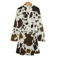 thumbnail image 4 of Cowhide Pattern Night Robe Long Sleeve V Neck Robe With Belt Women's Sleepwear Dresses, 4 of 9