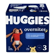 Huggies Overnites Nighttime Diapers, Size 3 (16-28 lbs), 58 Count (Select for More)