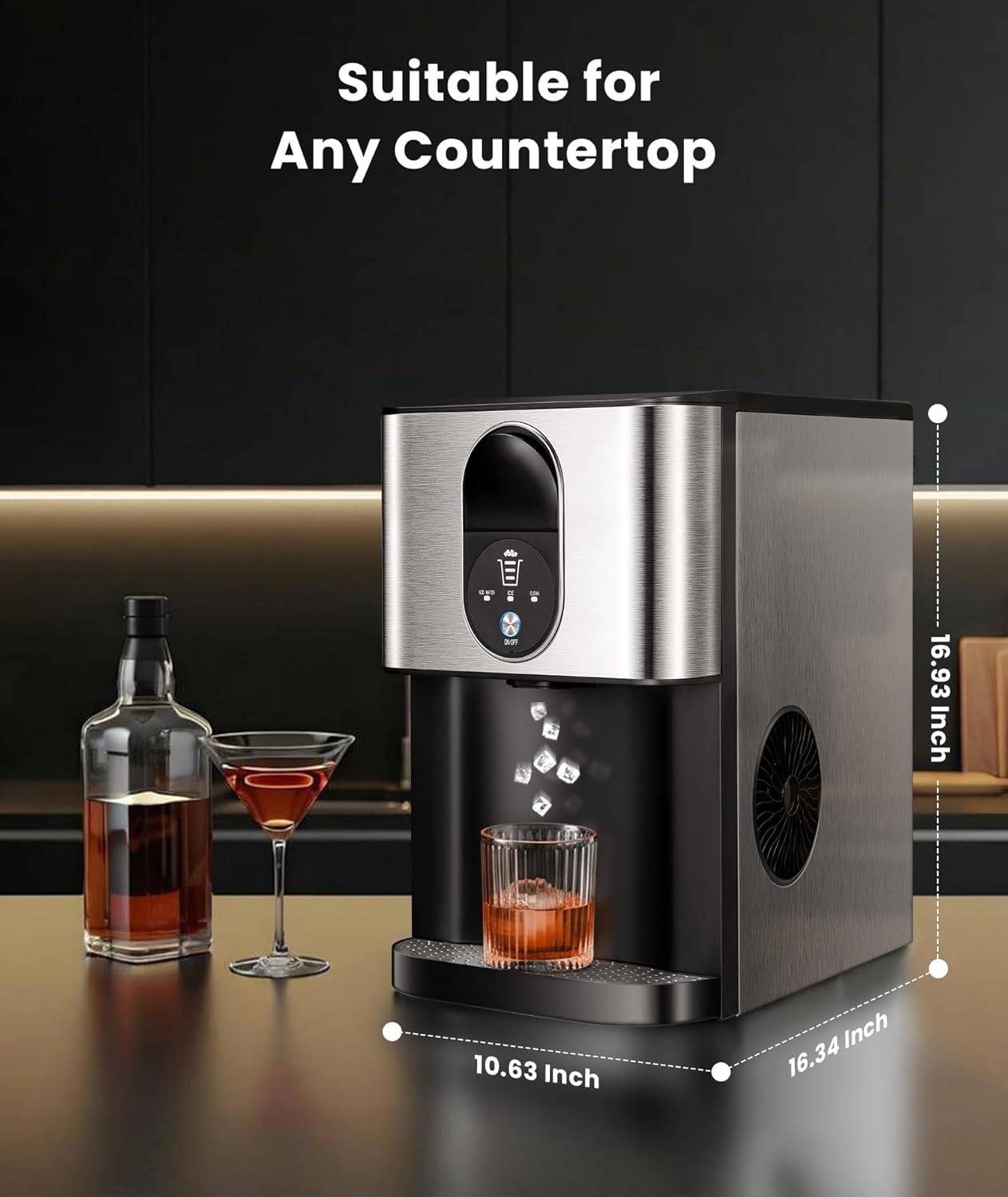 Moifoi 44lbs Countertop Nugget Ice Maker, Self-Cleaning Pellet Ice Machine for Home, Office, Party, Commercial Use, Stainless Steel