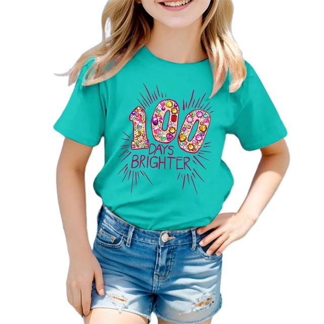 TZEWGL Chemise Mignonne pour Enfant Imprimé Graphique Col Rond Manches Courtes Vêtements pour Enfants Taille 6-7T