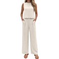 thumbnail image 2 of Aellinatey Women's Two Piece Sets With Back Tie Bow Top And Wide Leg Pants For Vacation Travel Outfits, 2 of 17