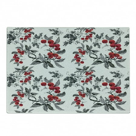 

Rowan Cutting Board Abstract Modern Garden Theme with Rowan Plant Botanical Pattern Design Decorative Tempered Glass Cutting and Serving Board Small Size Ruby Grey Black by Ambesonne