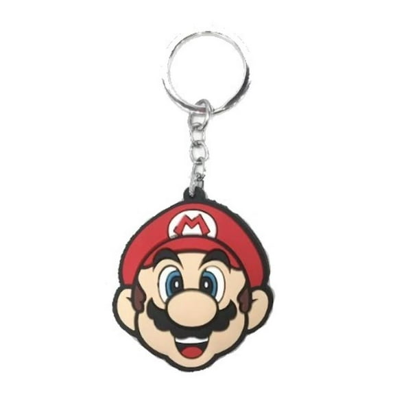 Mario Face Double Sided Rubber Keychain Key Ring 2.25", 1 count