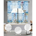 thumbnail image 3 of Nautical Blue Kitchen Curtains Swag Valance and Tier Curtains Set 24 Inch Length, Lighthouse Ocean Sailboat Summer Painting Rod Pocket Drape Panels Pair Swag Curtain for Bathroom/Cafe/Window, 3 of 6