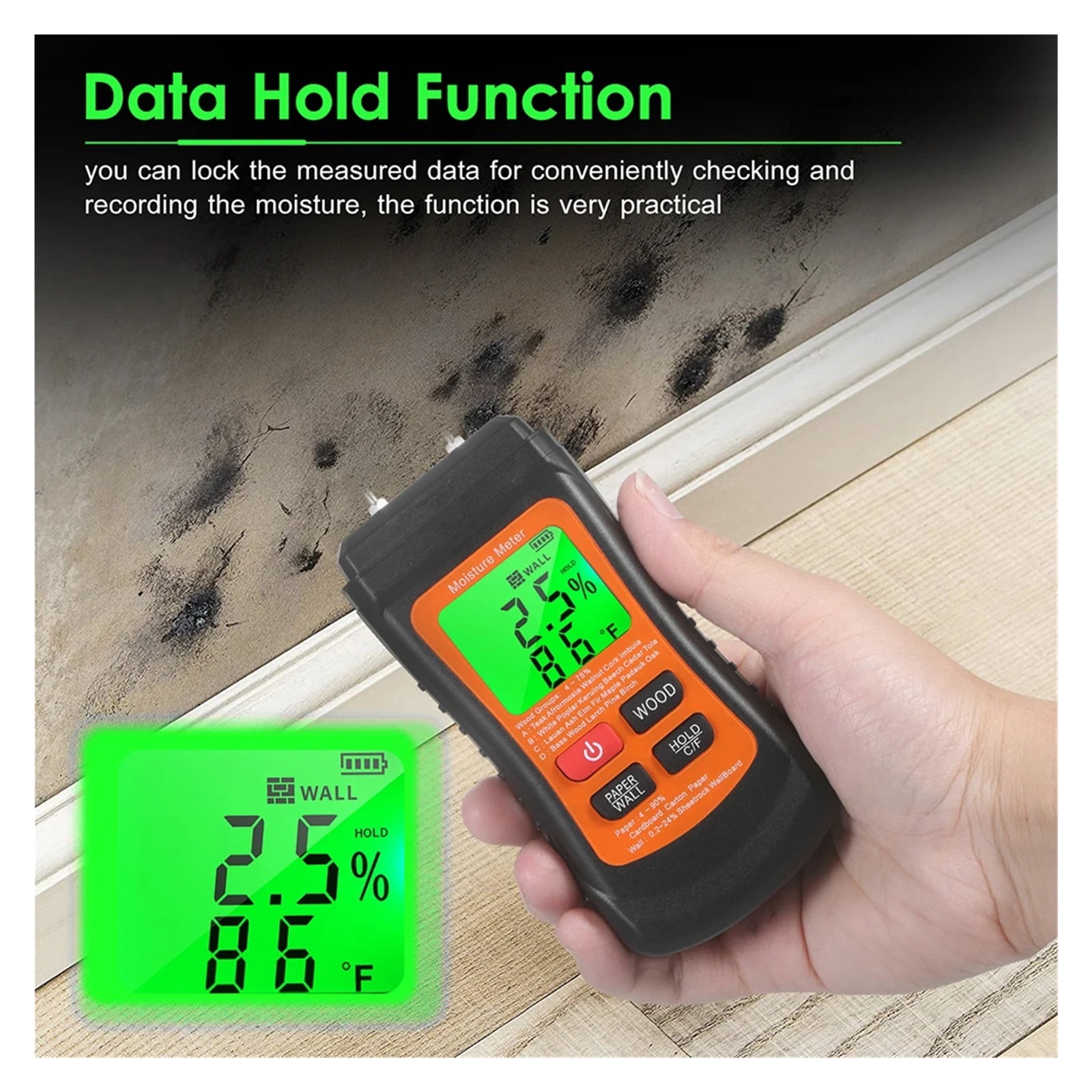 Multifunctional Digital Wood Moisture Meter Two Needle Wall Cardboard Timber Humidity Tester Moisture Content Detector