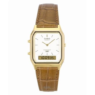 Casio AQ-47-9E Men's Gold Dial Strap Alarm Analog-Digital Watch