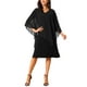 thumbnail image 4 of Vestidos de Otoño para Mujeres INSPIRE CHIC con Manga 3/4, Cuello en V, Capa de Chifón, Largo a la Rodilla, Vestido Lápiz, Negro, 4 of 6