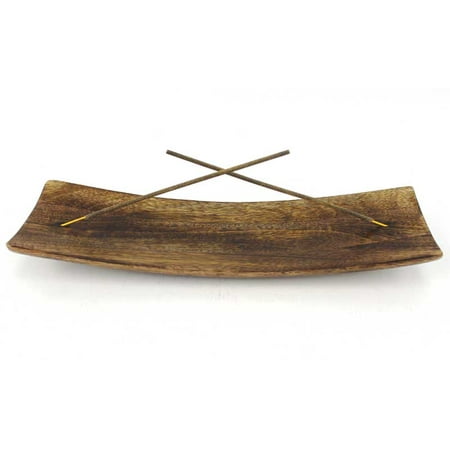 Trough Style Antique Wide Boat Wood Incense Double Burner Hand Made Ash (Best Electric Incense Burner)