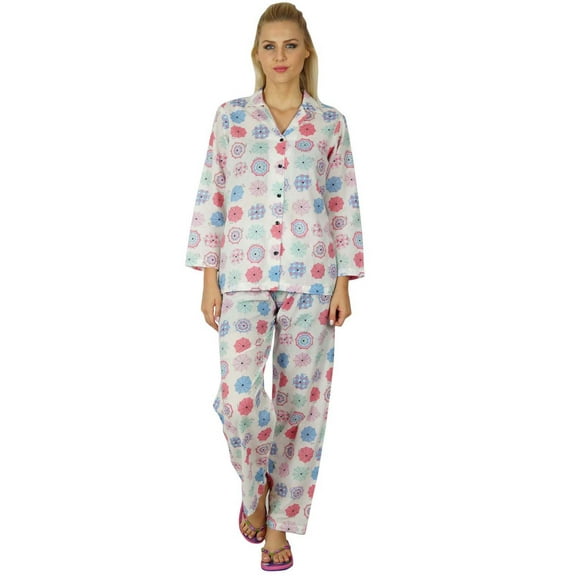 Bimba Women Cotton Night Wear Pajama Set Printed Full Sleeve Shirt with Pyjamas