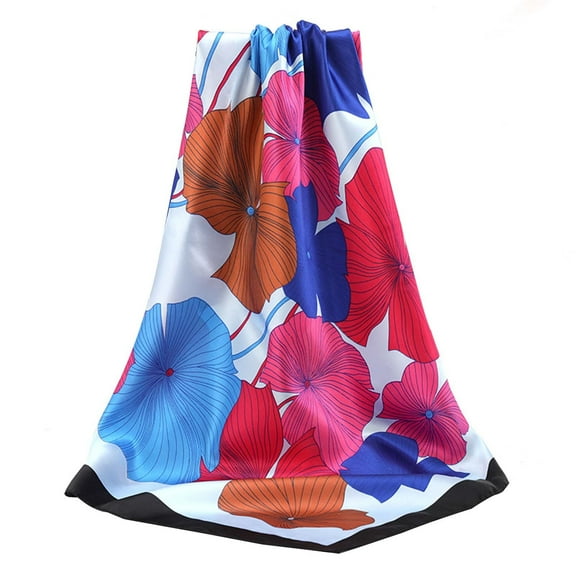 Yuanlong Winter Scarves Oversized floral Pttern Smooth Large Head Shawls And Wraps Soft Silk Feel Satin Square Scarf
