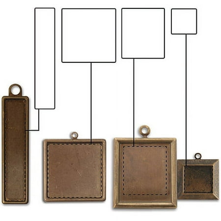 Sizzix Framelits Dies 4/Pkg By Vintaj-Square Bezels