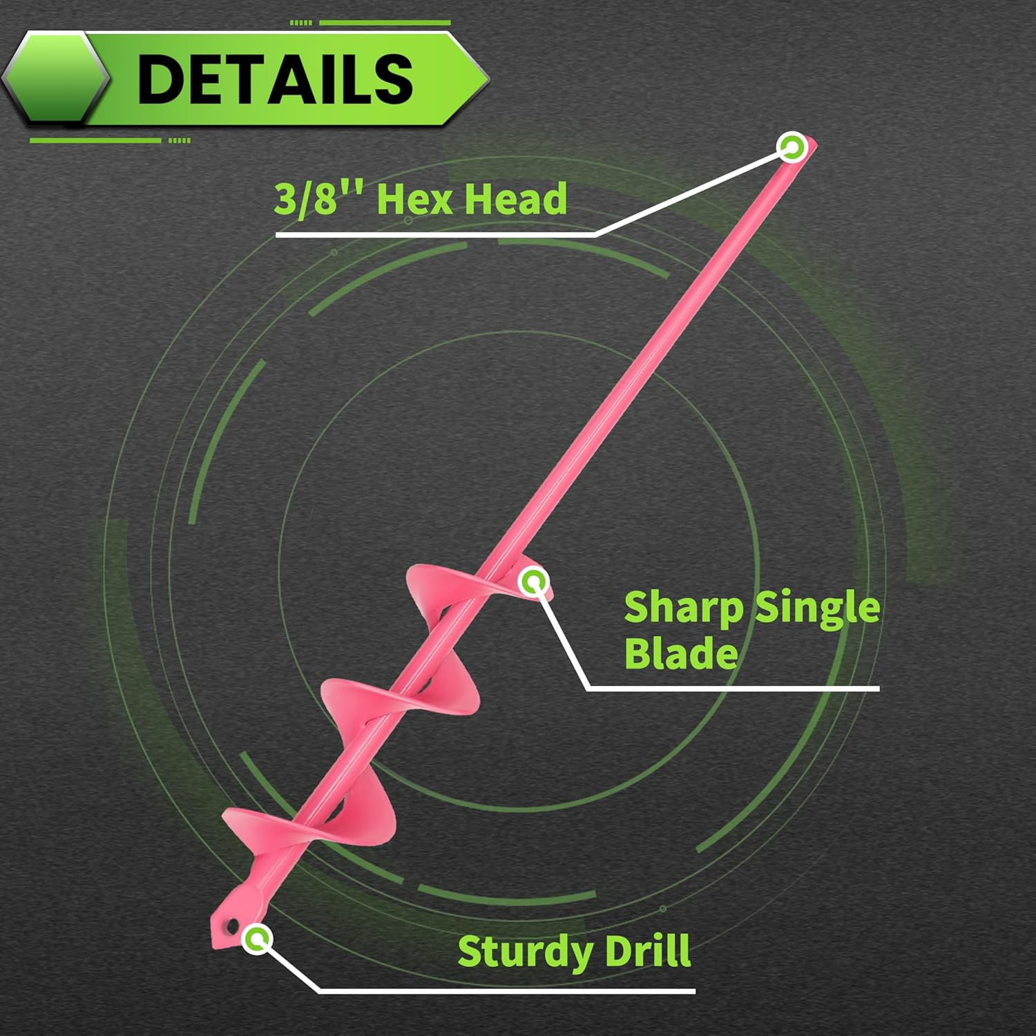 Auger Drill Bit for Planting - 1.6"X16.5" Heavy-Duty Garden Auger Spiral Drill Bit - Bulb Planter Tool - 3/8" Hex Drive Drill