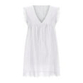 thumbnail image 5 of Wiyuqeen Pockets Summer Dresses for Women Ruffle Sleeve V-Neck Sundresses Zipper Back Tank Dresses Boho Hollow Out Dresses Loose A-Line Beach Sundresses, 5 of 5