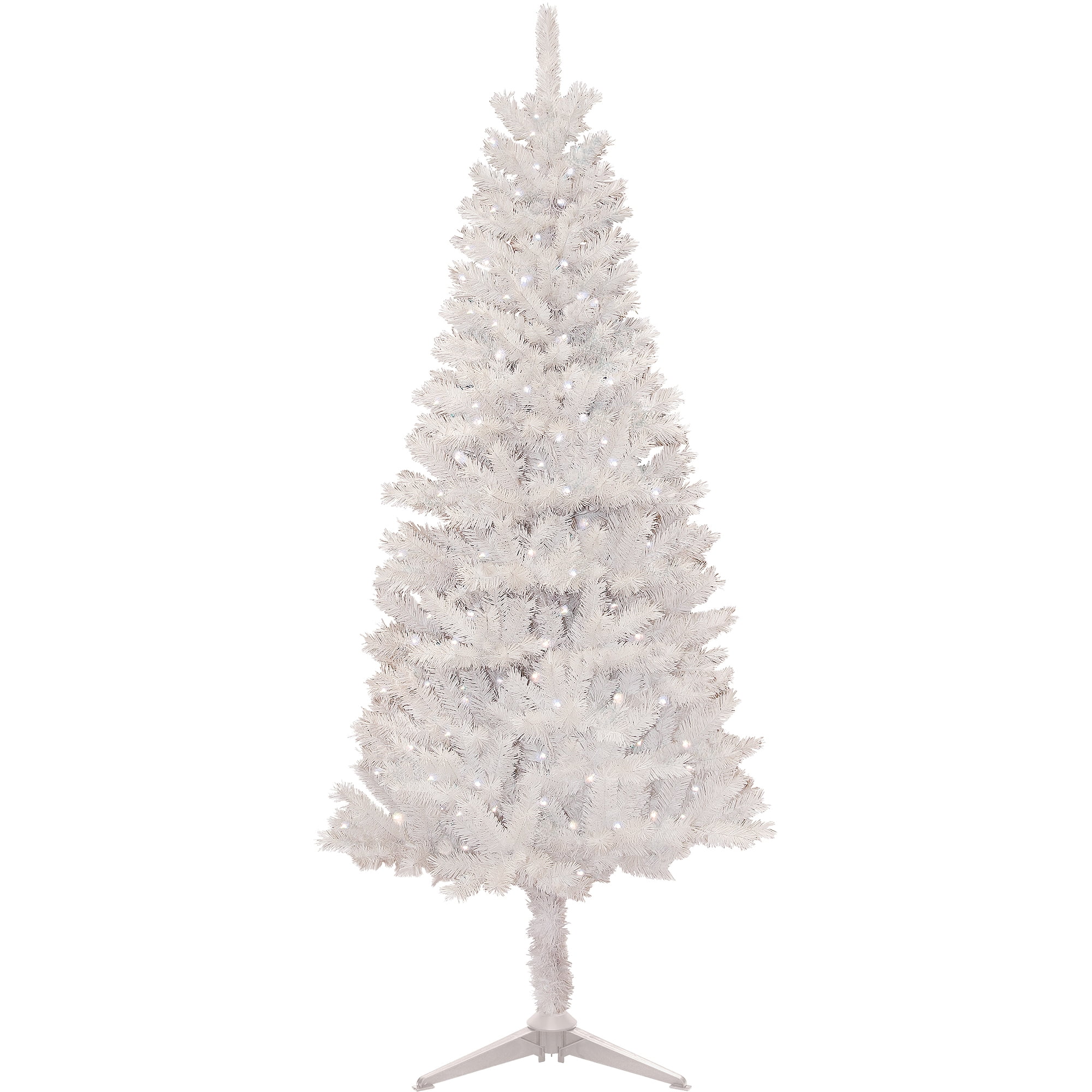 white pre lit christmas tree