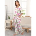 thumbnail image 4 of MINTREUS Lounge Sets for Women Knit Short Sleeve V-neck Tops and Long Pants Soft Comfy Pajamas Set Oversized 2 Piece Outfits, 4 of 8