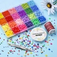 thumbnail image 5 of DIY Heishi Preppy Bracelet Making Kit, Including Round Glass Seed & Polymer Clay Disc Beads, Tweezers, Elastic Thread, Polyester Thread, Mixed Color, Beads: 5724pcs/set, 5 of 6