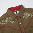 thumbnail image 4 of COEVALS CLUB Men's Western Cowboy Embroidered Shirts Long Sleeve Pearl Snap Dress Button up Cotton Shirts P1-5 Brown Small, 4 of 7