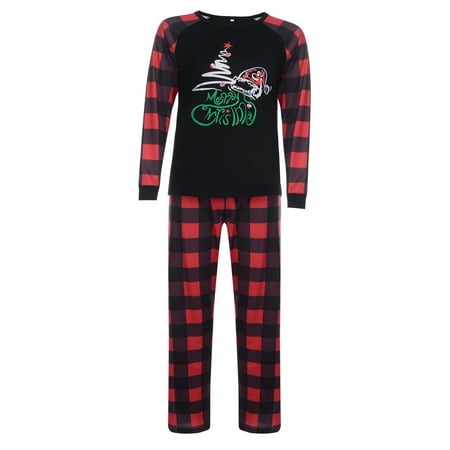 

LisenraIn Christmas Printing Home Parent-child Plaid Pants Family Pajamas Set