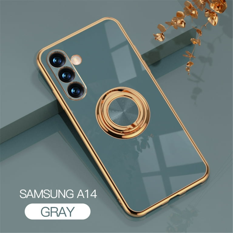Built-in Magnetic Metal Sheet Design PC+TPU Anti-drop Cover with Kickstand  for Samsung Galaxy A12 - Gold Wholesale