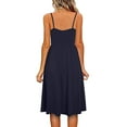 thumbnail image 3 of B91xZ Femmes Décontracté en Vrac Robe Sans Manches Col Rond une Ligne Plissée Genou Longueur Robe Tunique, Marine XXL, 3 of 4