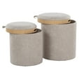 thumbnail image 5 of Tray Nesting Ottoman Set, Storage Ottoman, Small Ottoman, Round Ottoman Foot Rest, Pouf Ottoman, Foot Stool Ottoman for Living Room, Fabric Ottoman with Storage (Light Brown), 5 of 6