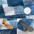 Carpet Texture Block Area Rug 4x6ft, Navy Blue Low Pile Washable Rugs for Entryway, Dorm ...