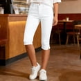 thumbnail image 3 of StSilkitty Casual Capris Pants for Womens High Waist Stretch Button Cropped Pants Solid Color Soft Capri Pant with Pockets, 3 of 9