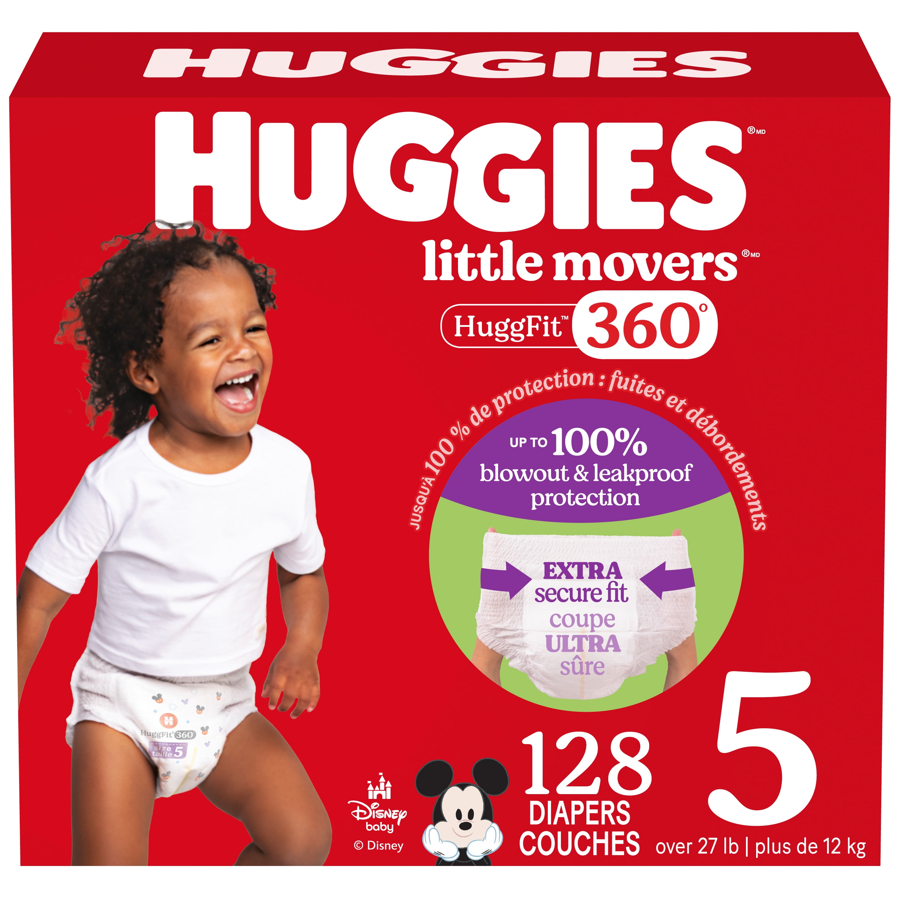 Huggies Little Movers HuggFit 360° Baby Diapers with 360° Waistband, Size 3-7