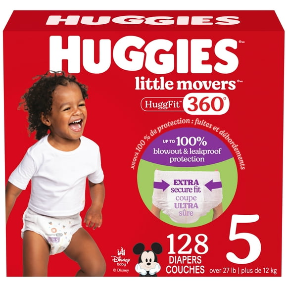 Huggies Little Movers HuggFit 360° Couches pour Bébés avec Ceinture 360°, Taille 3-7