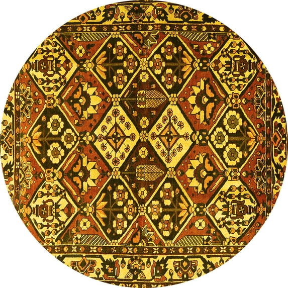 Ahgly Company Indoor Round Persian Yellow Traditional Area Rugs, 7' Round