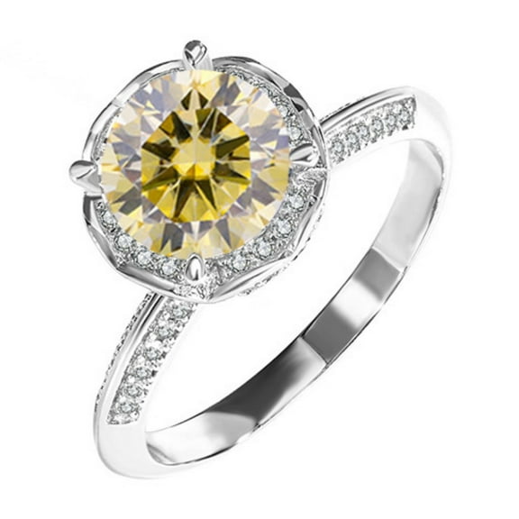 2 Carat Moissanite Engagement Rings for Women D Color VVS1 Clarity Diamond Rings S925 Sterling Silver Rings Gifts Moissanite Wedding Bands with Certificate