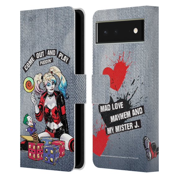 Head Case Designs Officially Licensed Batman DC Comics Harley Quinn Graphics Toys Leather Book Wallet Case Cover Compatible with Google Pixel 6
