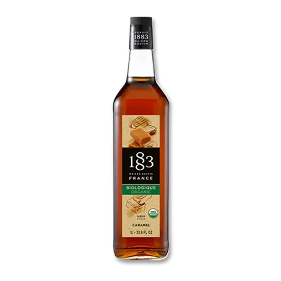 1883 Maison Routin Organic Caramel Syrup Glass Bottle 1 Liter (33.8Oz) Made in France